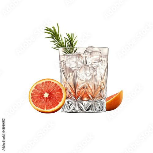 Refreshing Rosemary Grapefruit Cocktail in Crystal Glass