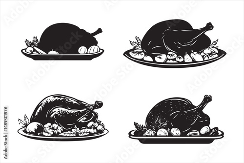 Thanksgiving Shape cooked Turkey silhouettes