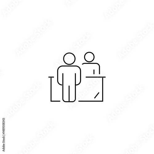 single outline icon interview or negotiation related to communication. with people element. linear icon collection. editable stroke. vector illustration.