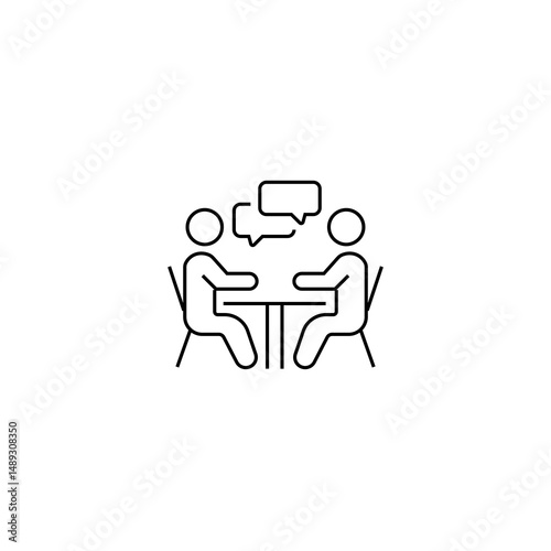single outline icon conversation or negotiation related to communication. with people element. linear icon collection. editable stroke. vector illustration.