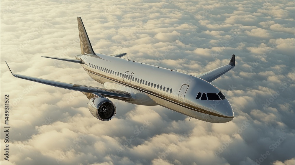 Fototapeta premium Luxury jet soaring above clouds