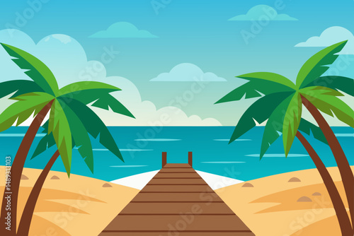 tropical beach with palm trees