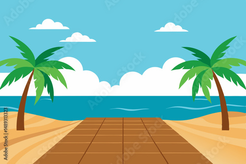 tropical beach with palm trees