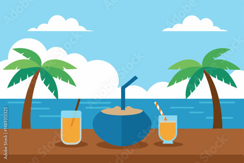 summer holiday background with palm trees