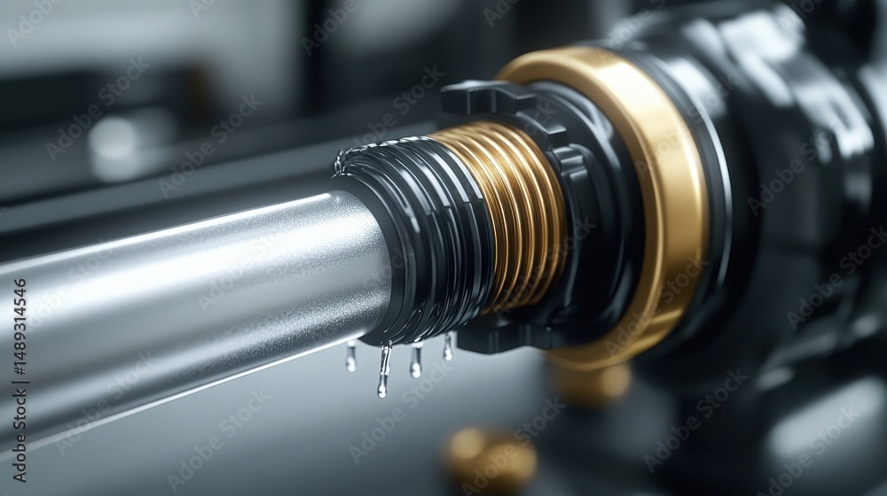 Fototapeta premium Industrial machinery component with leaking fluid