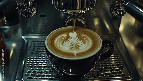 Latte art pouring into a cup photo