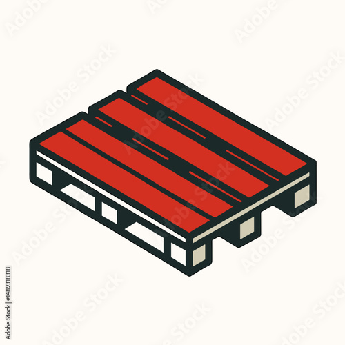 Wooden palette with red slats in minimalist design  