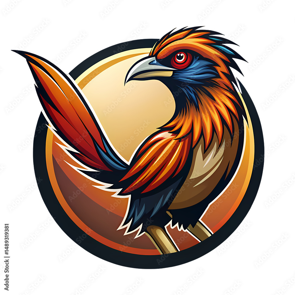 Obraz premium Fierybreasted Cuckoo Bird Art Illustration Wildlife isolated on transparent background