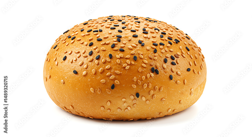 Sesame Seed Bun isolated on white background. American food Sesame Seed Bun isolated on white background. American food