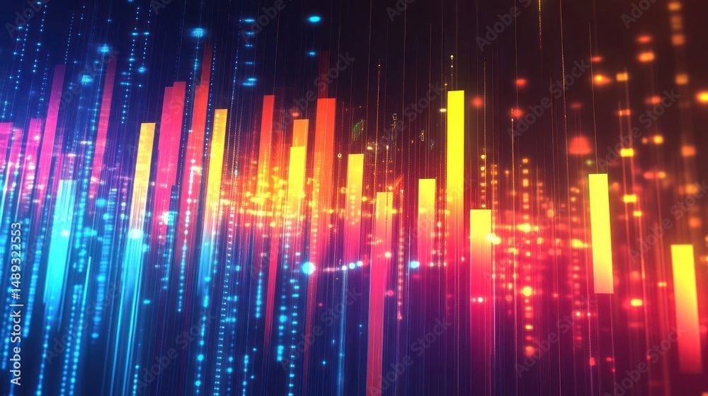 Obraz premium Abstract data flow, vibrant colors, digital background, tech concept
