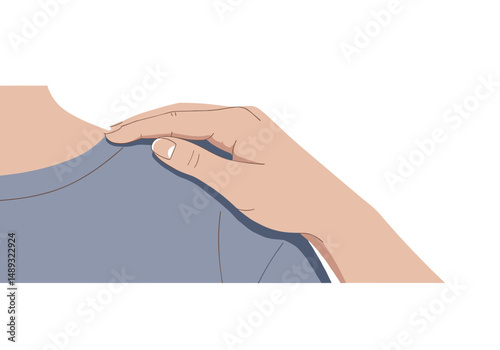 Gentle hand resting on shoulder conveying support and comfort  