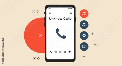Smartphone screen displaying unknown caller with simple design  