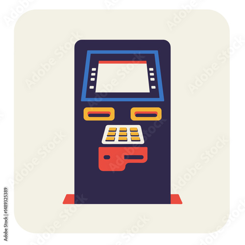 ATM machine in modern flat design with colorful interface