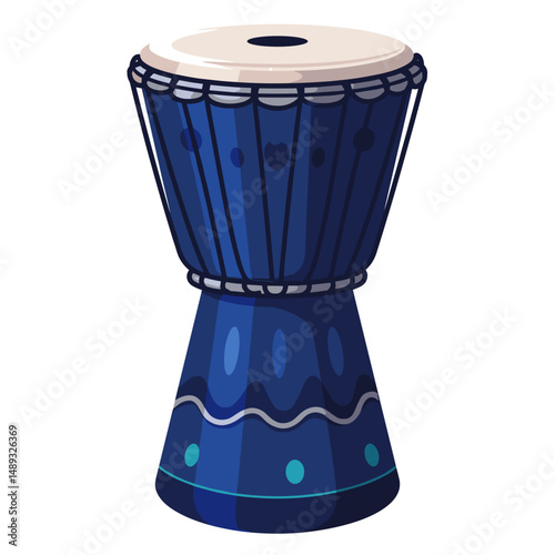 Colorful traditional drum in blue and white design 