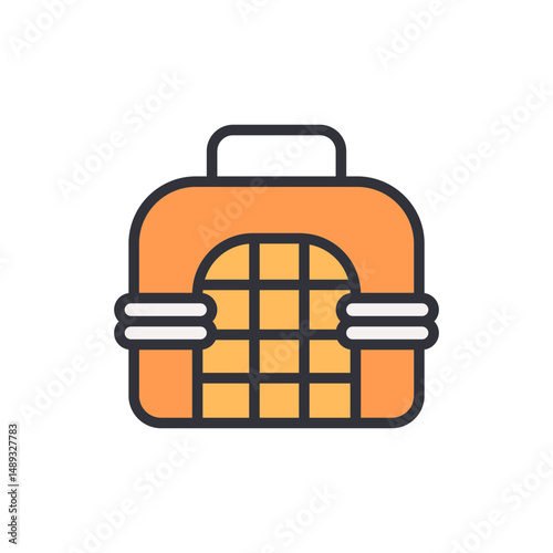Isolated Pet Carrier With Handle Ready For Travel Icon Design
