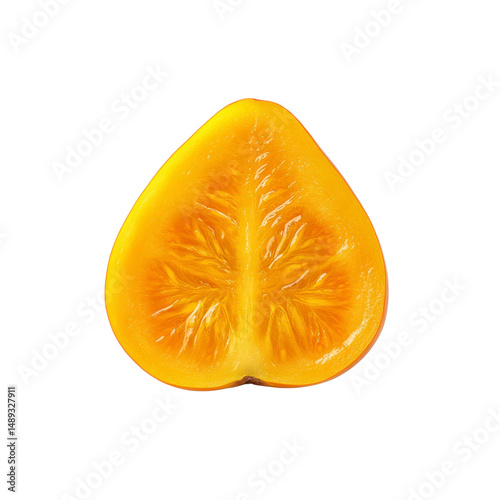 Close-up of a Halved Juicy Orange Physalis Fruit with Visible Seeds and Texture