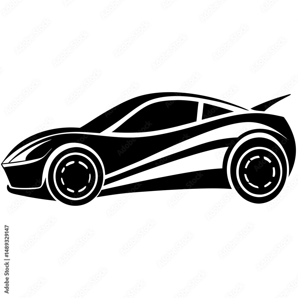 Fototapeta premium Modern car side view silhouette vector illustration