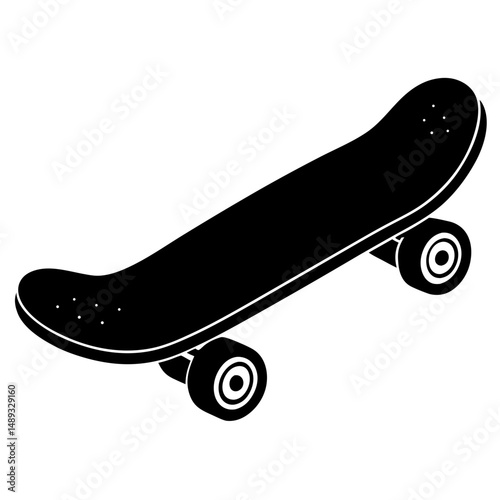 Skateboard simple black silhouette vector illustration