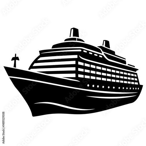 Cruise ship detailed silhouette vector illustration