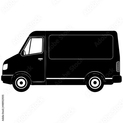 Delivery van side view silhouette vector illustration