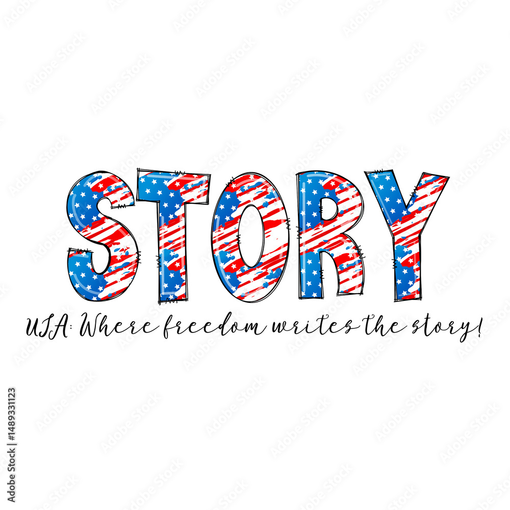 Obraz premium USA Story Graphic Design with American Flag Design Elements