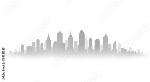 Urban vector illustration of a city skyline silhouette with towering buildings and modern architecture