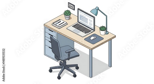 isometric view of a modern office