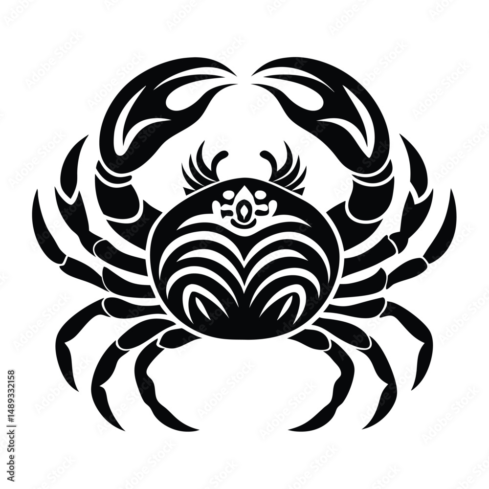 Fototapeta premium Creative crab silhouette for unique artistic applications - Crab black vector