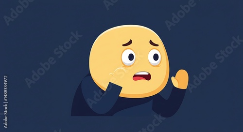 Anxious Cartoon Character Illustration on Dark Blue Background