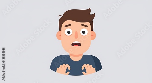 Anxious Cartoon Man: Flat Design Expression of Worry