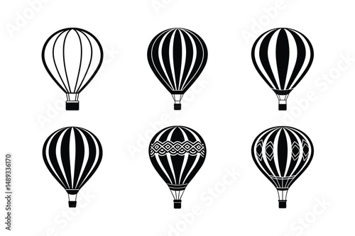 Hot Air Balloon Simple Black Vector