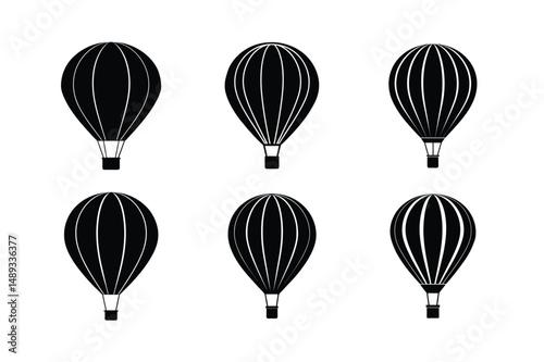 Black Hot Air Balloon Clipart