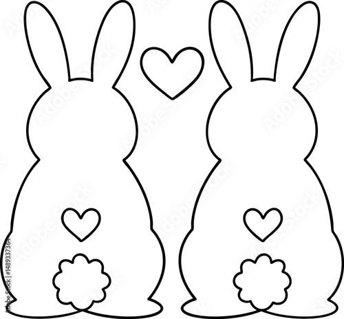Cute animal couple rabbits with hearts, symbolizing love and affection