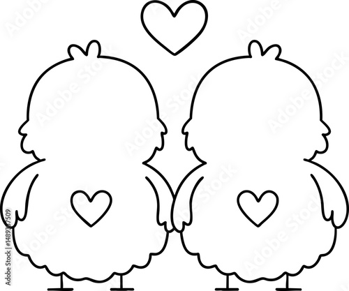 Cute animal couple with hearts, symbolizing love and affection