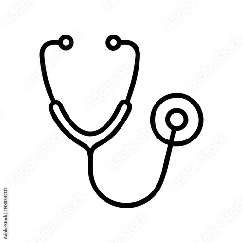 Stethoscope icon in minimal line design representing Medical Vector Icons  