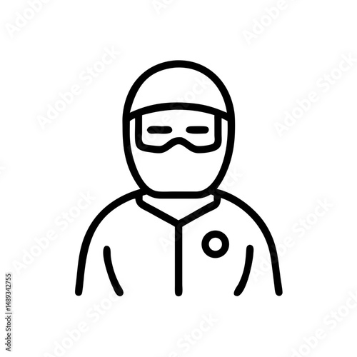 Medical worker in protective gear with a helmet and goggles  