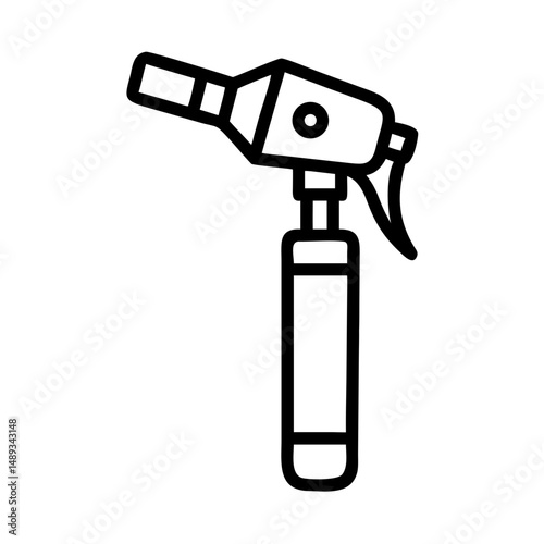 Medical otoscope tool for ear examination in line art style  
