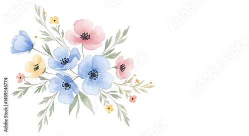 A floral bouquet of white spring flowers showcases nature's beauty