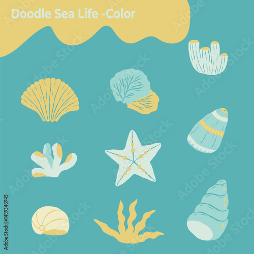 Doodle Sea Creatures and Marine Life 