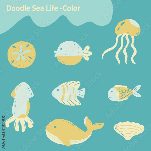 Doodle Sea Creatures and Marine Life 