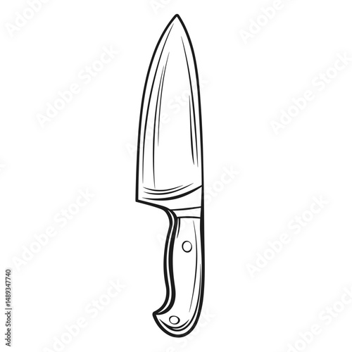 Kitchen paring knife in simple line drawing style for cooking  