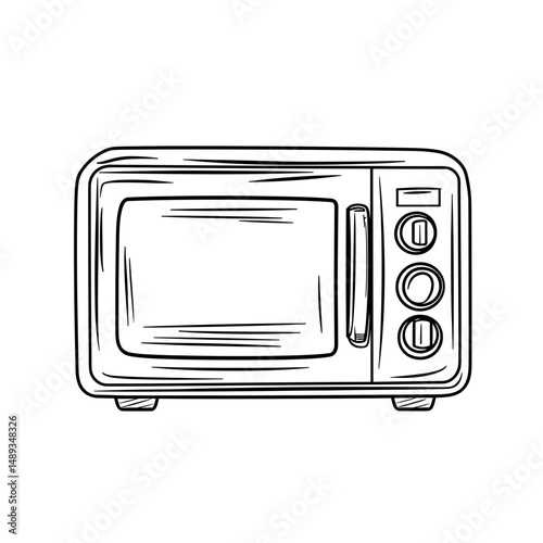 Line drawing of a microwave oven in minimalist style 