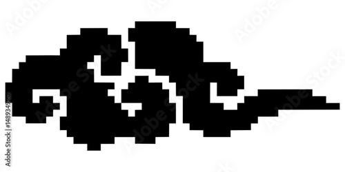 Pixel Asian clouds icon vector for decorative retro themes, old game designs, and cultural weather visuals. Ideal for pixel art, retro backgrounds, and arcade scenery.