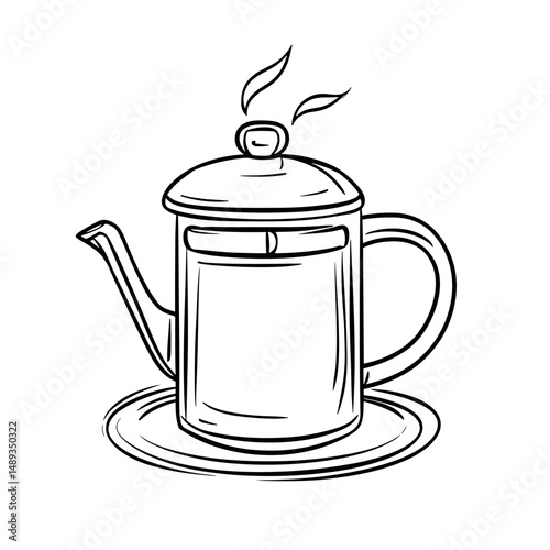 Coffee maker brewing cup of coffee in minimalist style  