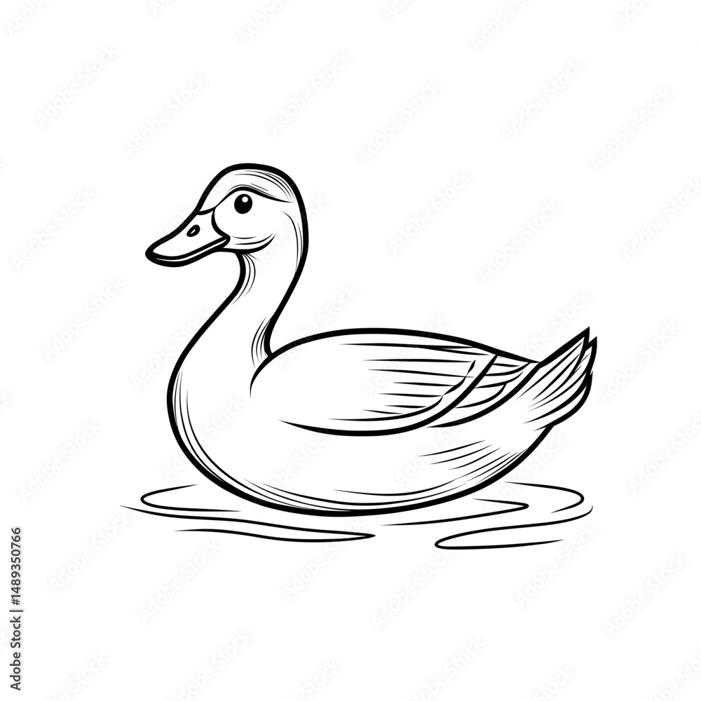 Single line drawing of a duck swimming in a pond concept of travel Single line drawing of a duck swimming in a pond concept of travel