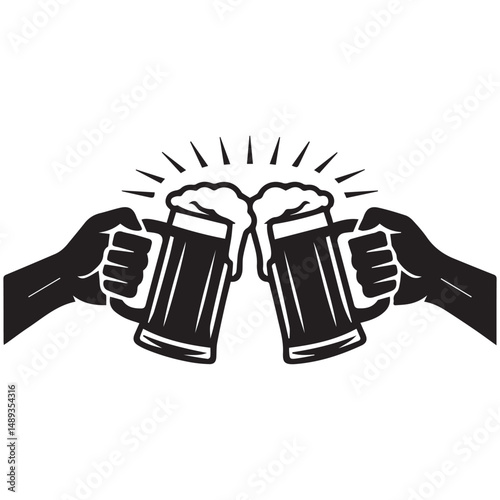 Cheers! Two Steins of Beer Toast