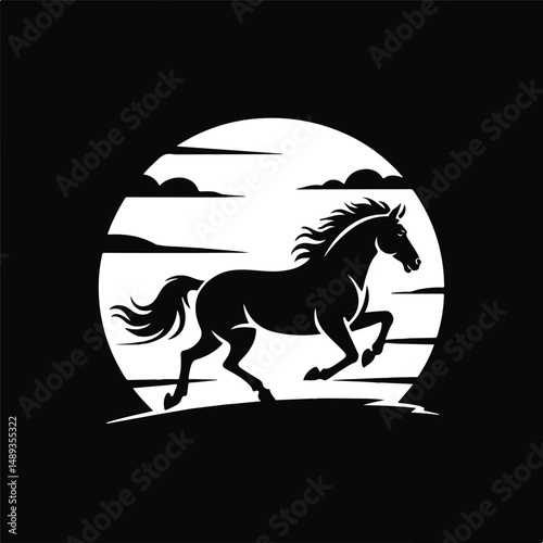 Majestic Horse Silhouette Moonlit Gallop