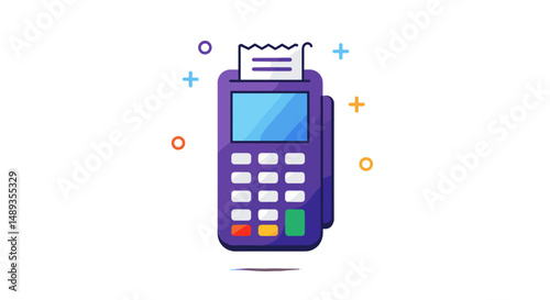 Digital payment terminal with receipt printer in vibrant design