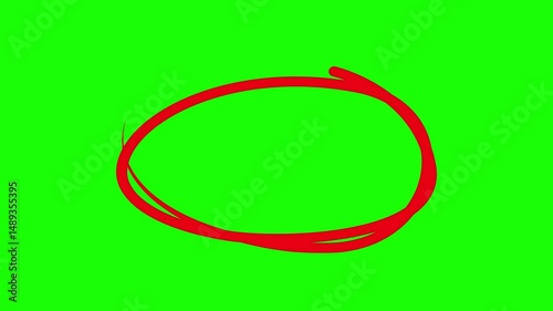 Circle marker with drawing effect, Animated red circle drawn, red marker pen style, doodle red circle marker and underline stroke, Red Circle Highlighter Scribble Animation on transparent background.