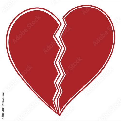Red Broken Heart Icon Symbol of Heartbreak and Sadness